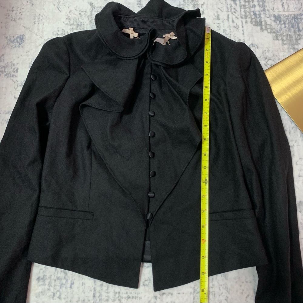 Rebecca Taylor Black Button Down Jacket/Blouse With Ruffle Detail 6 - Picture 9 of 13